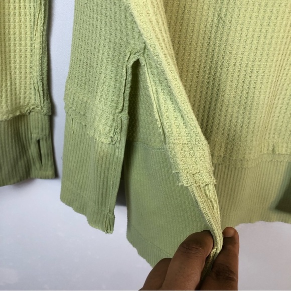FP We the Free Green North Shore Thermal Waffle Knit Oversized Tunic Top Small - Picture 6 of 12